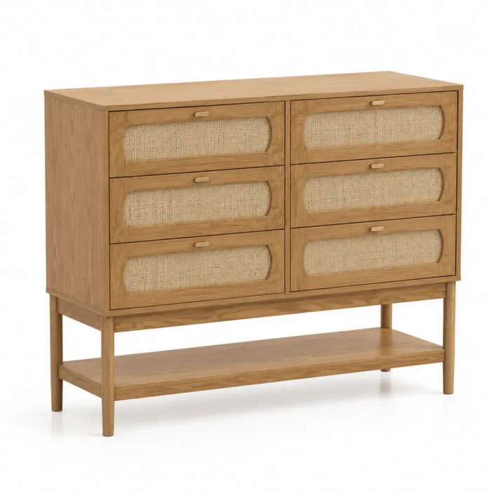 Kommode mit Rattan-Details
