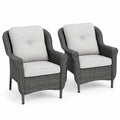 Gartensessel 2er Set Loungesessel PE Rattan Stahlrahmen Polyesterkissen Grau Hellgrau 74 x 75 x 88 cm