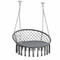 Hängesessel 2-Sitzer Schaukelsitz oval aus Polyesterseil mit verzinkten Stahlketten Grau Silber 150 x 75 x 65 cm