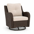 Gartensessel Loungesessel mit rundem Standfuß 78 x 82 x 88 cm PE-Rattan Polyesterkissen pulverbeschichteter Stahl Braun Beige Schwarz