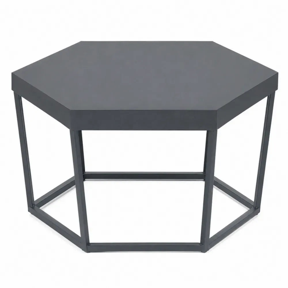 Gartentisch Esstisch sechseckig aus pulverbeschichtetem Stahl Anthrazit 120 x 105 x 74 cm