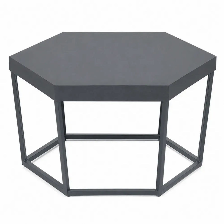 Gartentisch Esstisch sechseckig aus pulverbeschichtetem Stahl Anthrazit 120 x 105 x 74 cm
