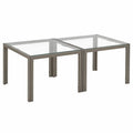 2er Set Gartentische Esstische je 80 x 80 x 74 cm gehärtete Glasplatte pulverbeschichtetes Aluminium quadratisch Taupe-Grau Transparent
