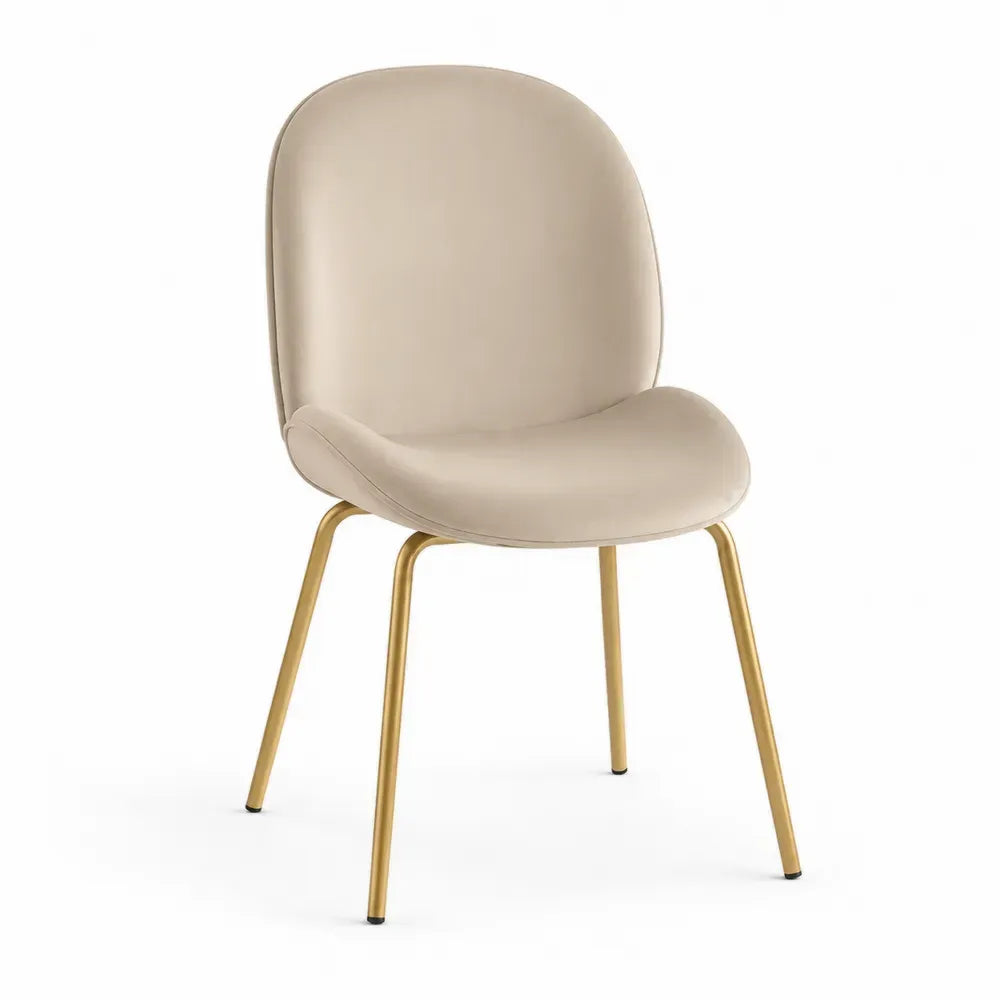 Esszimmerstuhl Küchenstuhl mit gepolsterter Schale 50 x 55 x 84 cm PU-Kunstleder pulverbeschichteter Stahl Beige Goldfarben Schwarz