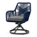 Gartensessel Loungesessel Drehsessel Polypropylen Seilgeflecht Stahlgestell Polyesterkissen Dunkelblau Dunkelgrau Schwarz 76 x 78 x 88 cm