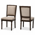 2er Set Esszimmerstühle Polsterstühle Polyestergewebe Gummibaum-Massivholz rechteckig Beige Dunkelbraun Messingfarben 50 x 58 x 98 cm